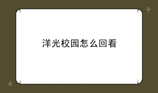 洋光校园怎么回看
