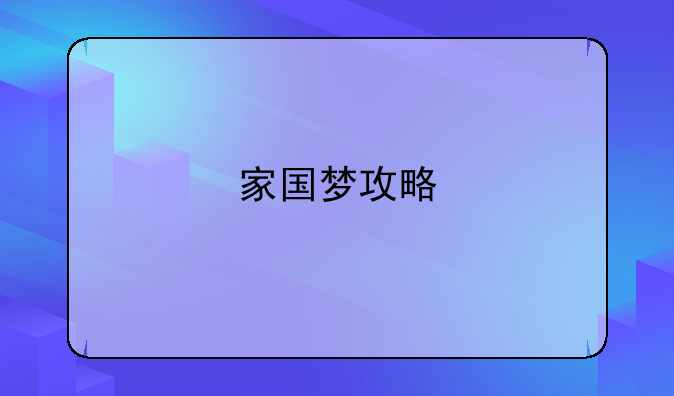 家国梦攻略