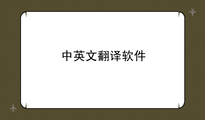 中英文翻译软件