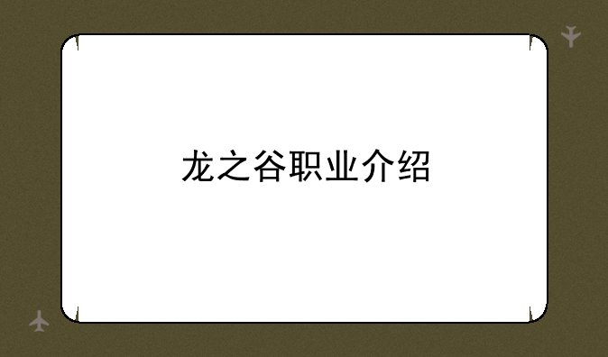 龙之谷职业介绍
