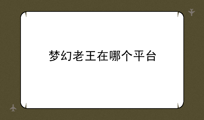 梦幻老王在哪个平台