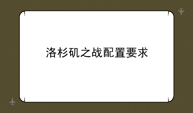 洛杉矶之战配置要求