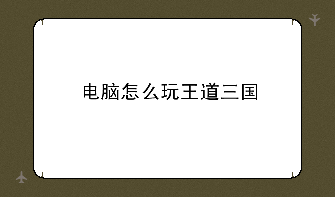 电脑怎么玩王道三国