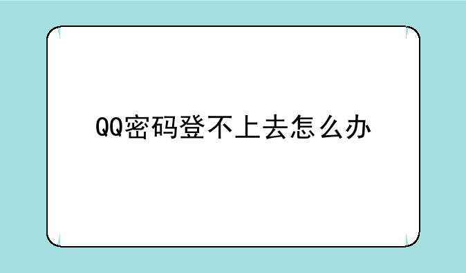 QQ密码登不上去怎么办