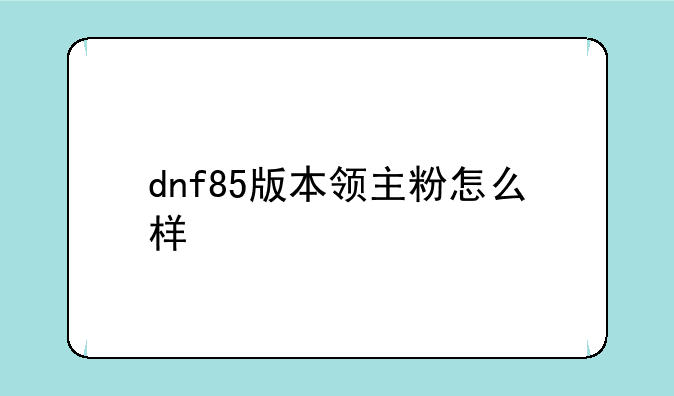 dnf85版本领主粉怎么样