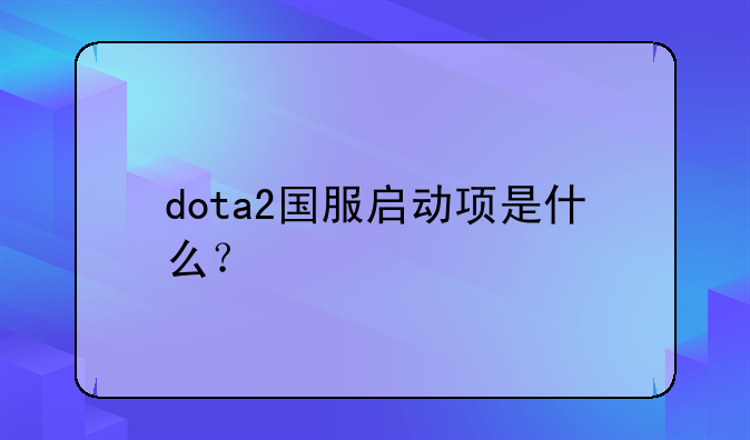dota2国服启动项是什么？