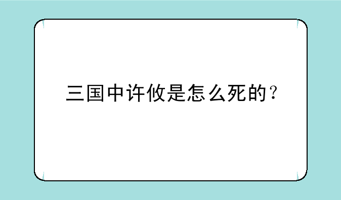 三国中许攸是怎么死的?