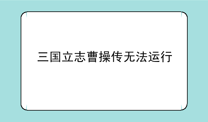 三国立志曹操传无法运行