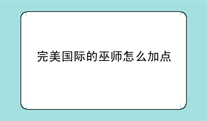 完美国际的巫师怎么加点