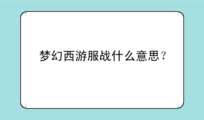 梦幻西游服战什么意思?
