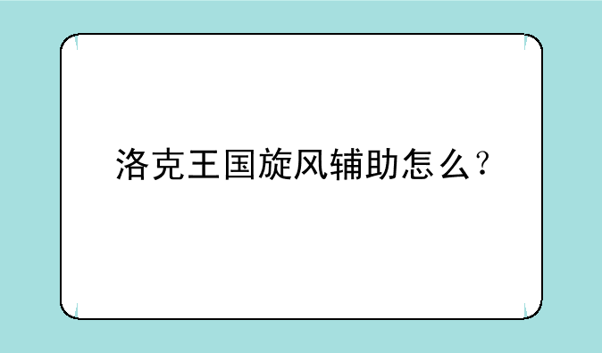 洛克王国旋风辅助怎么?