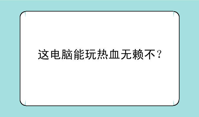 这电脑能玩热血无赖不?