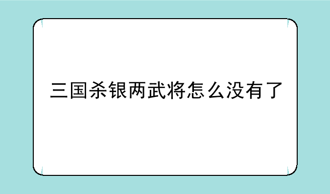三国杀银两武将怎么没有了