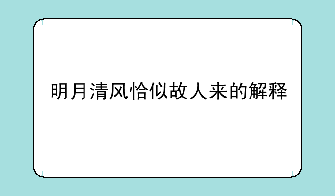 明月清风恰似故人来的解释