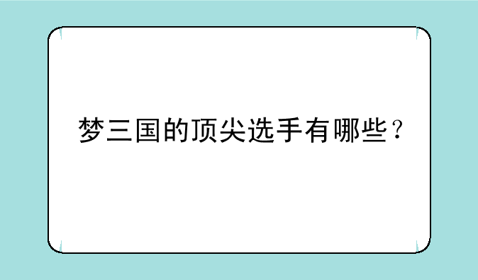 梦三国的顶尖选手有哪些？
