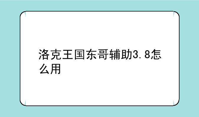 洛克王国东哥辅助3.8怎么用