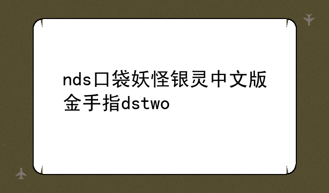 nds口袋妖怪银灵中文版金手指dstwo