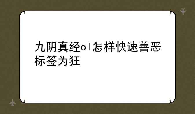 九阴真经ol怎样快速善恶标签为狂