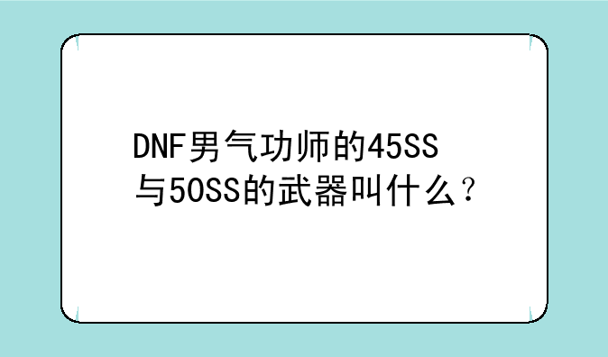 DNF男气功师的45SS与50SS的武器叫什么?