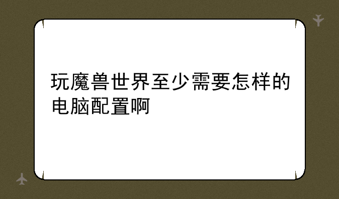玩魔兽世界至少需要怎样的电脑配置啊