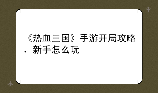 《热血三国》手游开局攻略,新手怎么玩