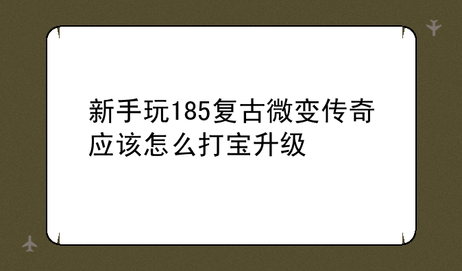 新手玩185复古微变传奇应该怎么打宝升级
