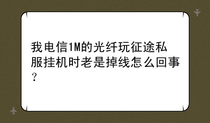 我电信1M的光纤玩征途私服挂机时老是掉线怎么回事？