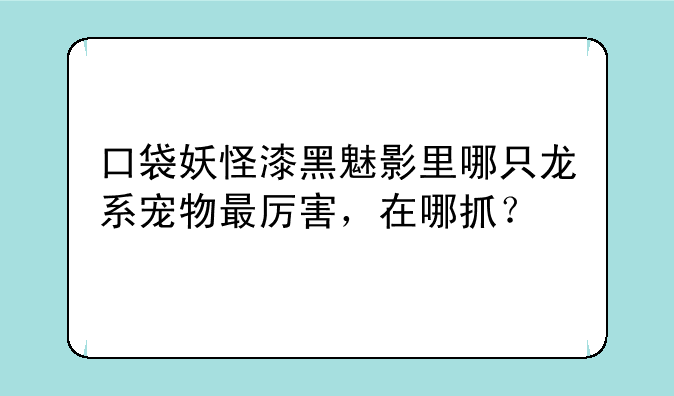 口袋妖怪漆黑魅影里哪只龙系宠物最厉害，在哪抓？