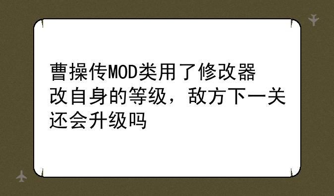 曹操传MOD类用了修改器改自身的等级，敌方下一关还会升级吗