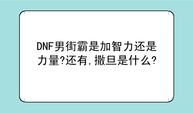 DNF男街霸是加智力还是力量?还有,撒旦是什么?
