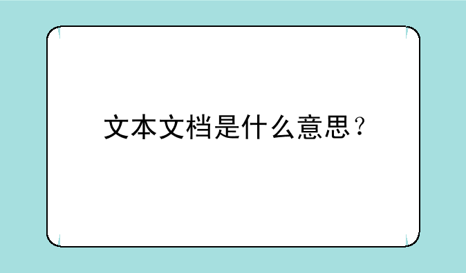文本文档是什么意思?