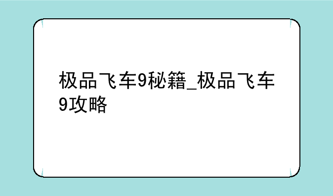 极品飞车9秘籍_极品飞车9攻略