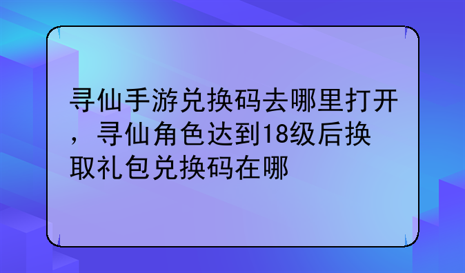 寻仙手游兑换码去哪里打开,寻仙角色达到18级后换取礼包兑换码在哪