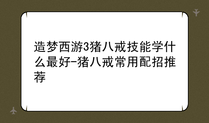 造梦西游3猪八戒技能学什么最好-猪八戒常用配招推荐